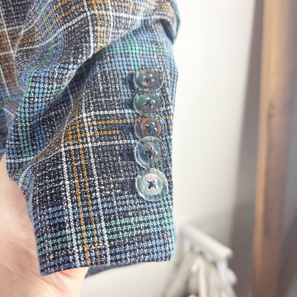 Veronica Beard Martel Dickey Cotton Linen Blend Plaid Dickey Jacket Blazer 12 - Picture 7 of 10